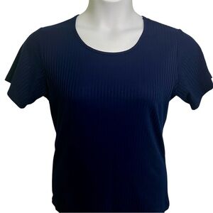 Jason Maxwell Women’s Navy Blue Shirt Short Sleeve Top Round Neck Work Sz Medium